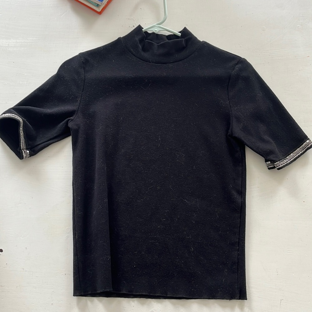 Zara embellished short sleeve turtle neck